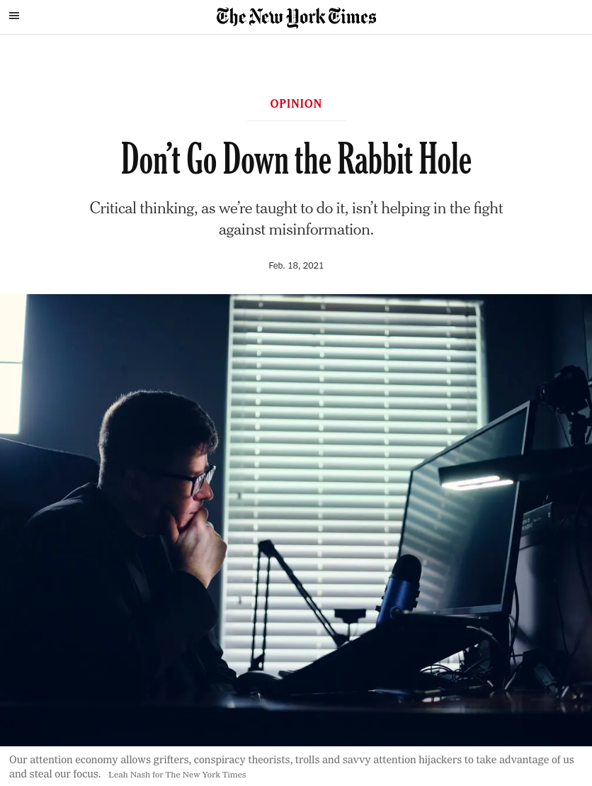 Don't Go Down the Rabbit Hole