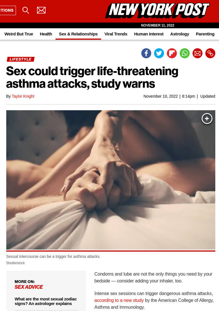 Sex causes asthma attacks.